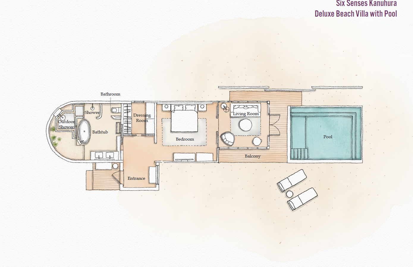 Six Senses Kanuhura, Deluxe Beach Villa with Pool, Grundriss