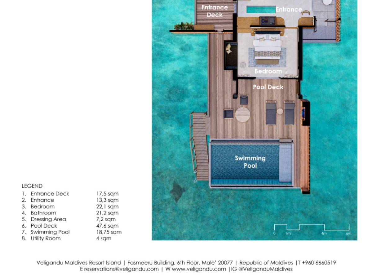 Veligandu Island Resort, Malediven, Sunset Ocean Pool Villa, Grundriss