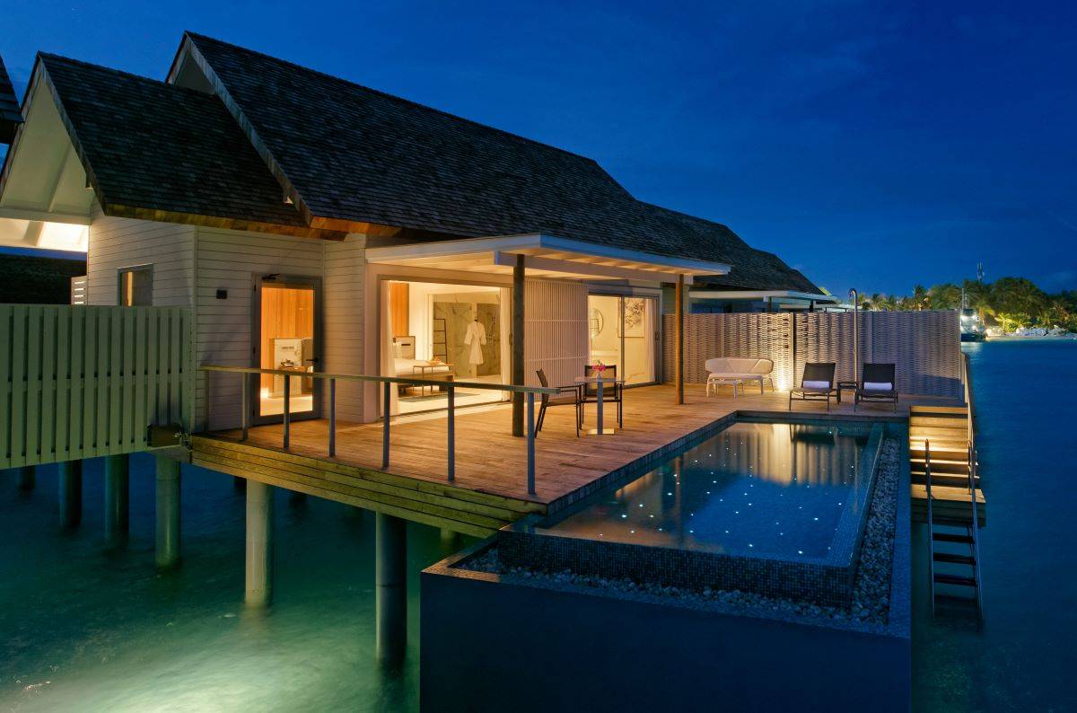 Outrigger Maldives Maafushivaru Resort, Malediven, 1 Bedroom Sunset Over Water Villa with Private Pool, Außenansicht