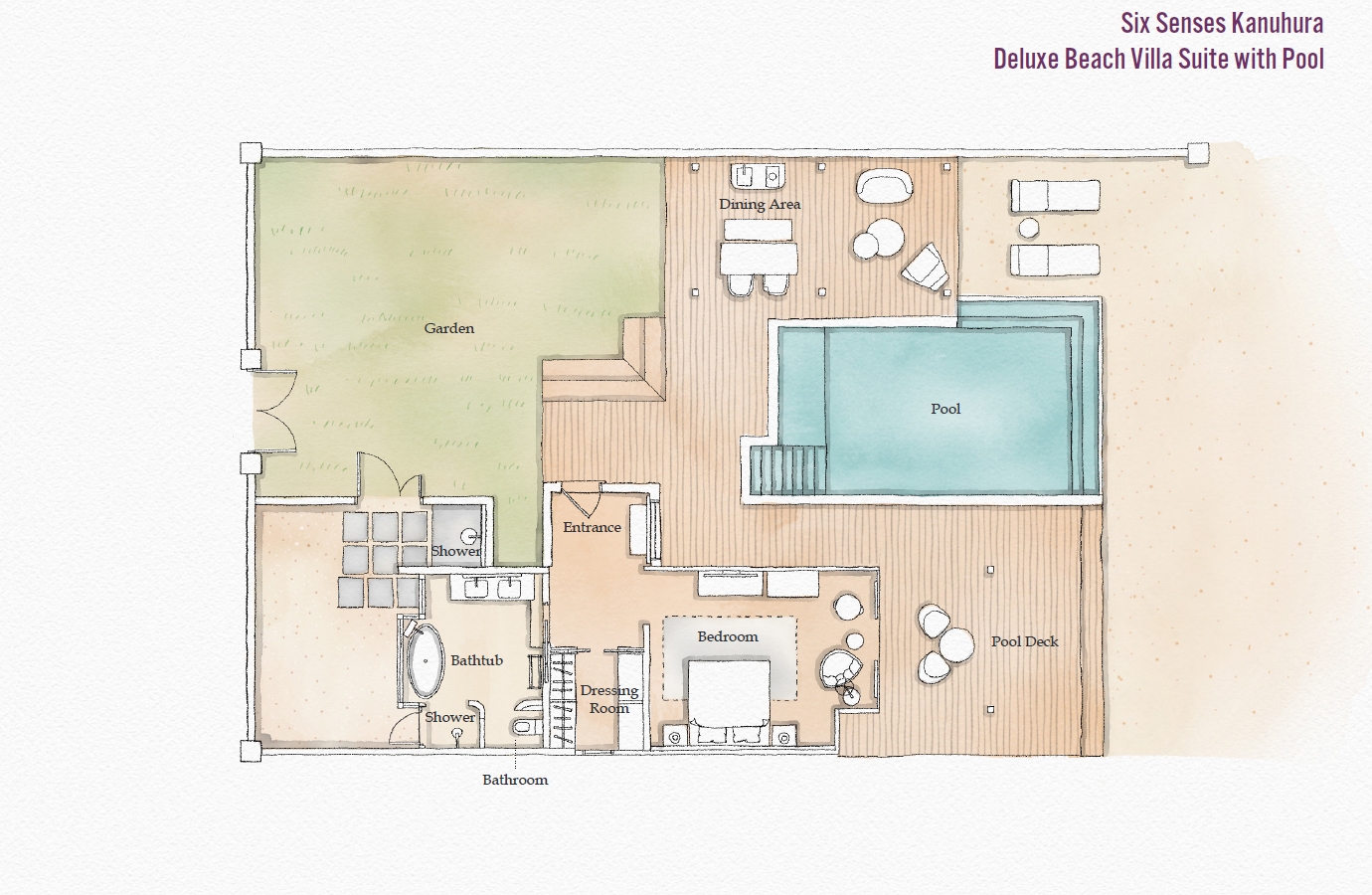 Six Senses Kanuhura, Deluxe Beach Villa Suite with Pool, Grundriss