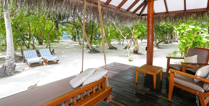 Terrasse, Beach Villa, Medhufushi Island Resort