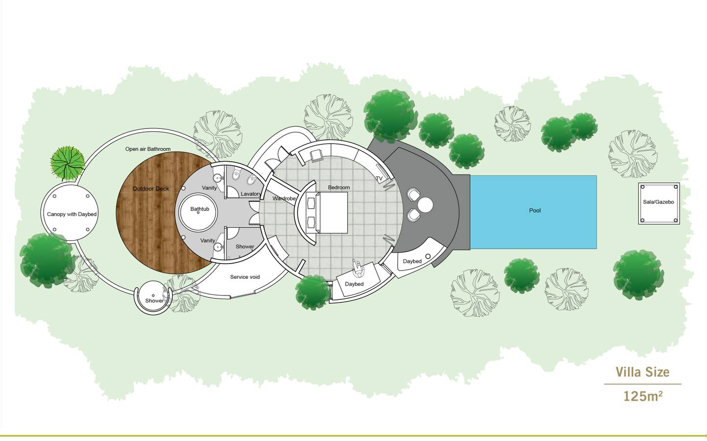 Sun Siyam Iru Fushi, Malediven, Deluxe Beach Villa with Pool, Grundriss