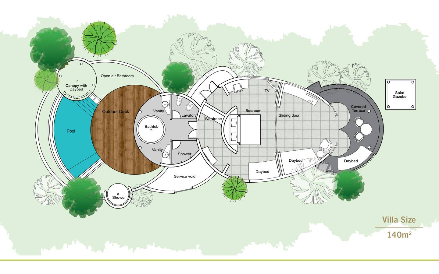 Sun Siyam Iru Fushi, Malediven, Pool Beach Villa, Grundriss