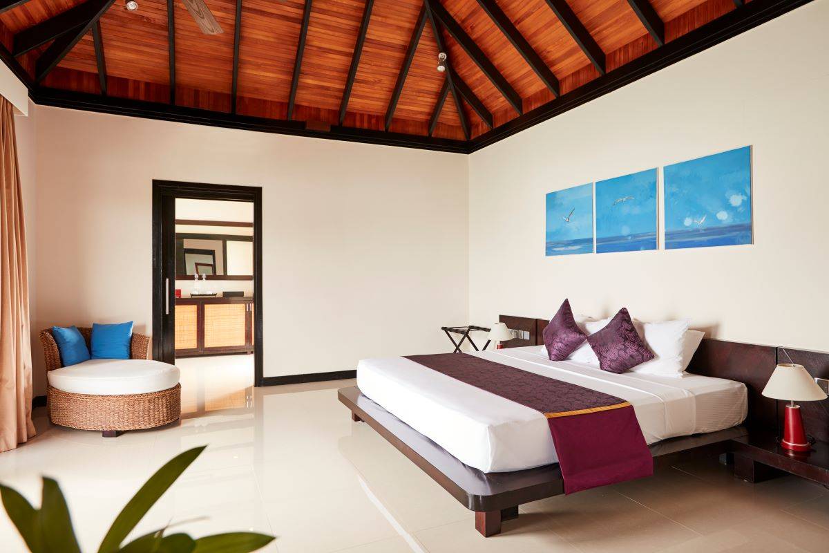 Sun Siyam Iru Fushi, Malediven, Infinity Water Villa, Schlafzimmer