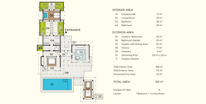 Grundriss, Deluxe Beach Pool Villa, Velaa Private Island Maldives