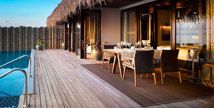 Terrasse, Sunset Deluxe Water Pool Villa, Velaa Private Island Maldives