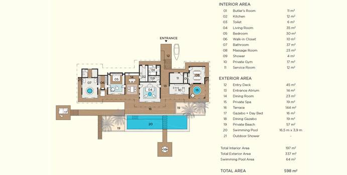 Grundriss, Romantic Pool Residence, Velaa Private Island Maldives