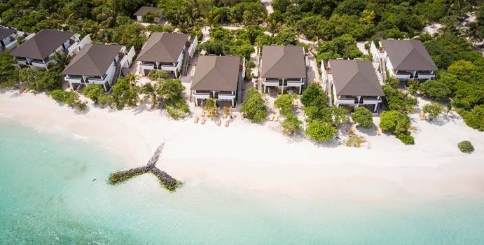 Luftaufnahme, Doppelzimmer Meerblick, ROBINSON Club Noonu