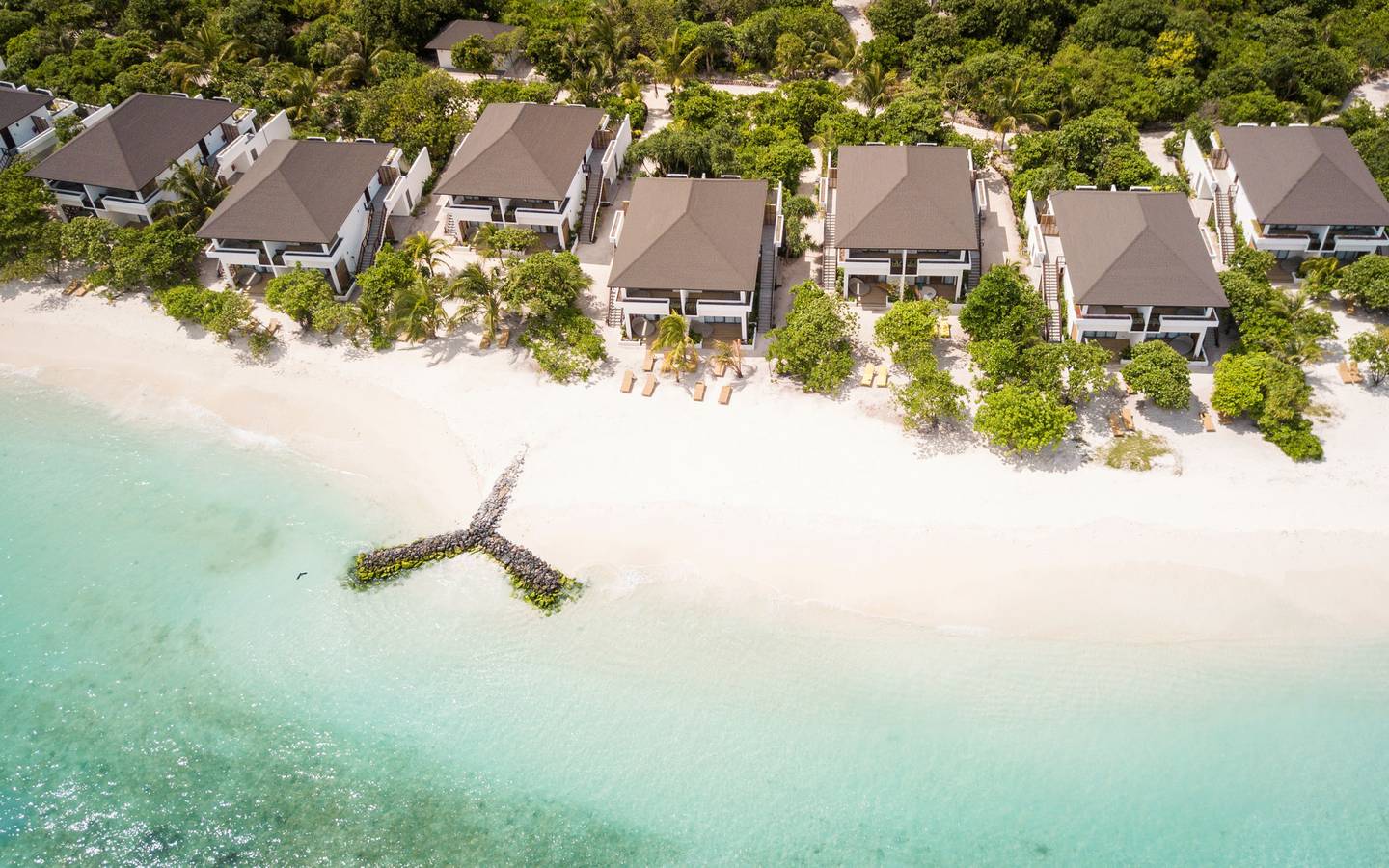 Luftaufnahme, Doppelzimmer Meerblick, ROBINSON Club Noonu