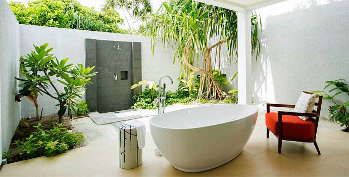 Bad, Familienzimmer Meerblick, ROBINSON Club Noonu