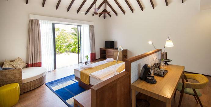 Wohnen, Strandbungalow Garten Pool, ROBINSON Club Noonu