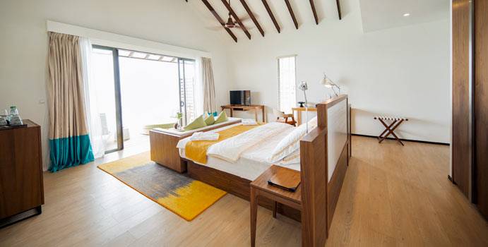 Schlafen, Wasserbungalow mit Pool, ROBINSON Club Noonu