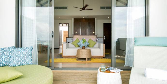 Wohnen, Wasserbungalow mit Pool, ROBINSON Club Noonu