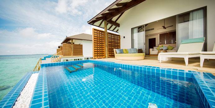 Pool, Wasserbungalow mit Pool, ROBINSON Club Noonu