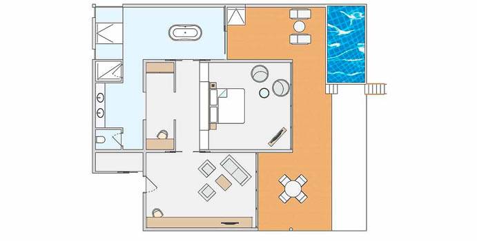 Grundriss, Präsidentensuite, ROBINSON Club Noonu
