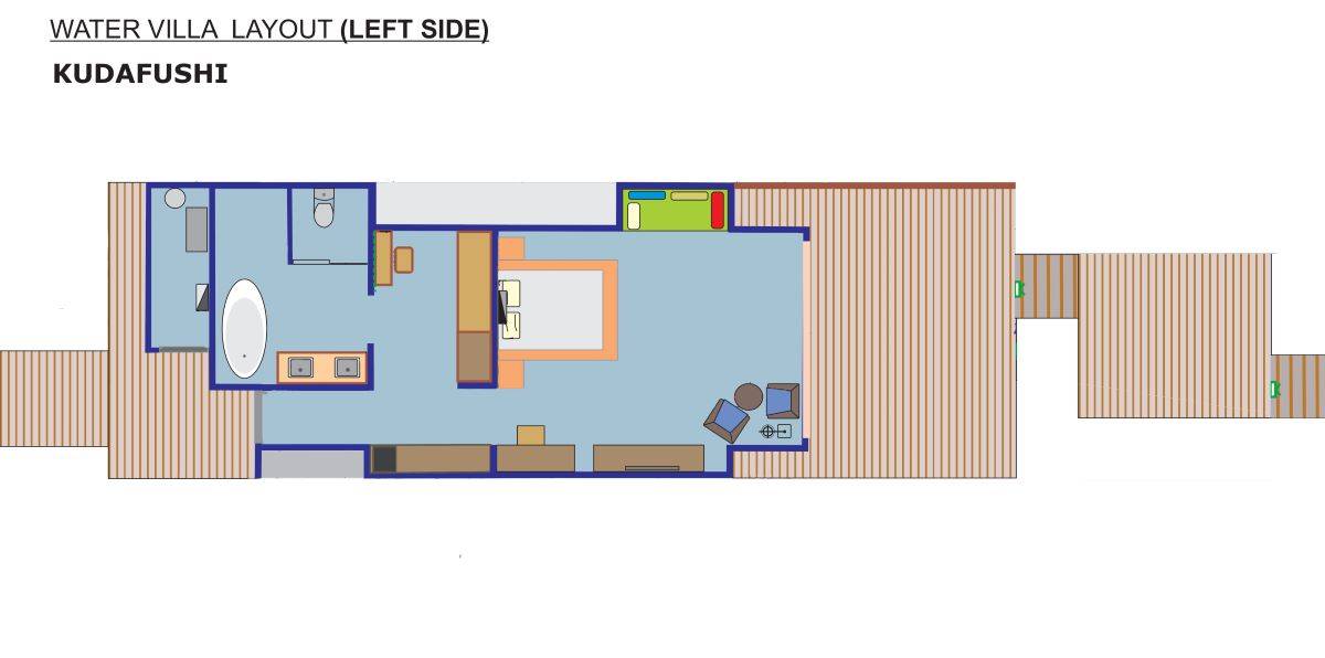 Kudafushi Resort & Spa, Malediven, Water Villa with Pool, Grundriss