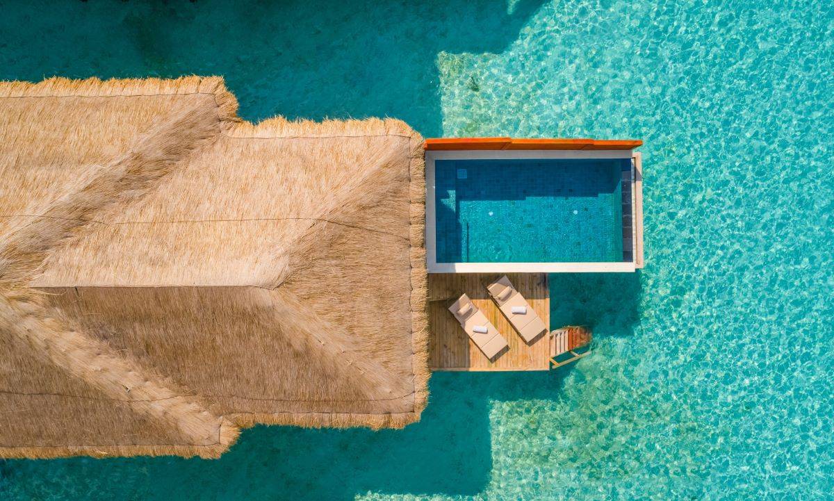 Kudafushi Resort & Spa, Malediven, Water Villa with Pool, Luftaufnahme