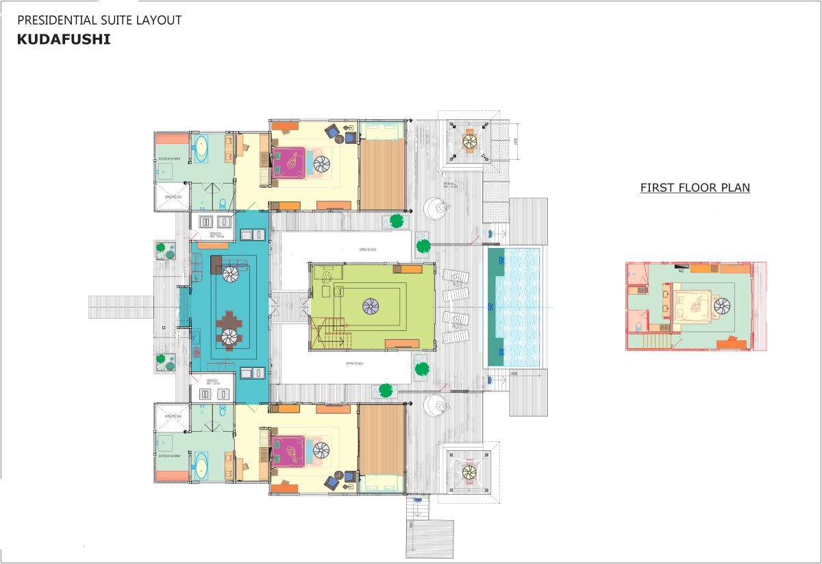 Kudafushi Resort & Spa, Malediven, Presidential Suite, Grundriss