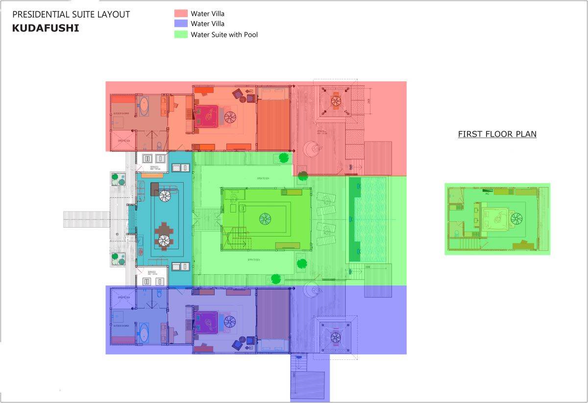 Kudafushi Resort & Spa, Malediven, Presidential Suite, Aufteilung