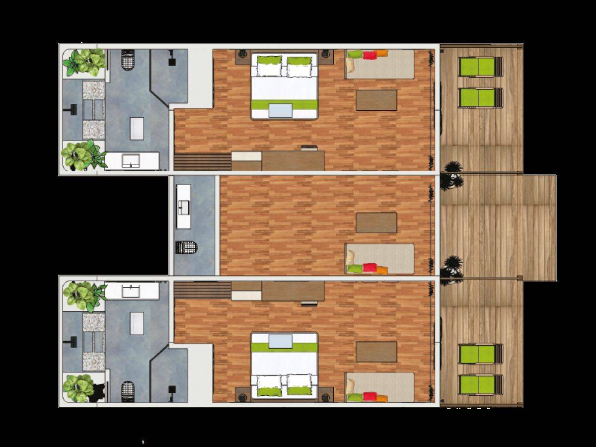 Reethi Faru Resort, Malediven, Two-Bedroom Garden Suite, Grundriss