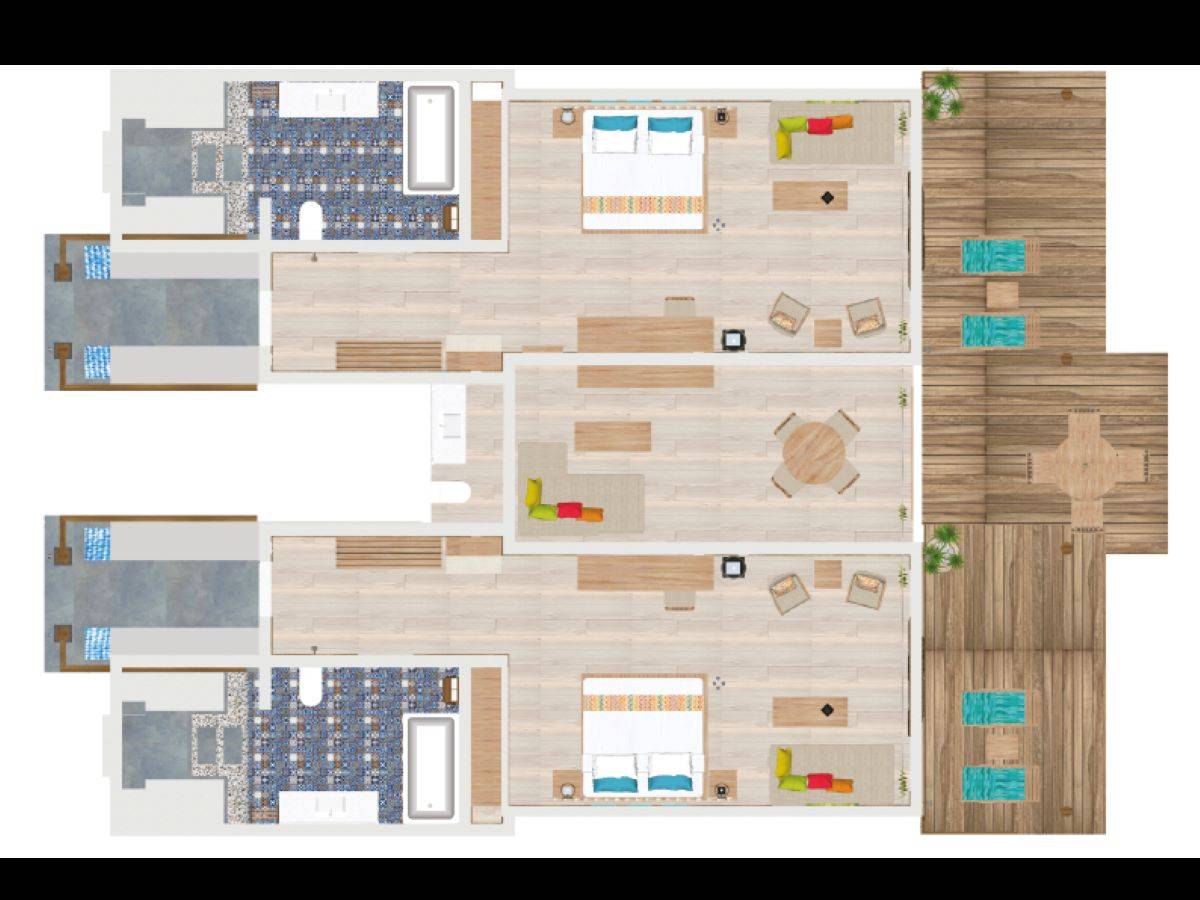 Reethi Faru Resort, Malediven, Deluxe Two-Bedroom Beach Suite, Grundriss