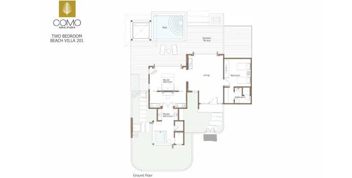 Grundriss, Two Bedroom Beach Villa, COMO Maalifushi