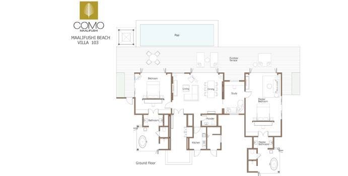 Grundriss, Maalifushi Beach Villa, COMO Maalifushi