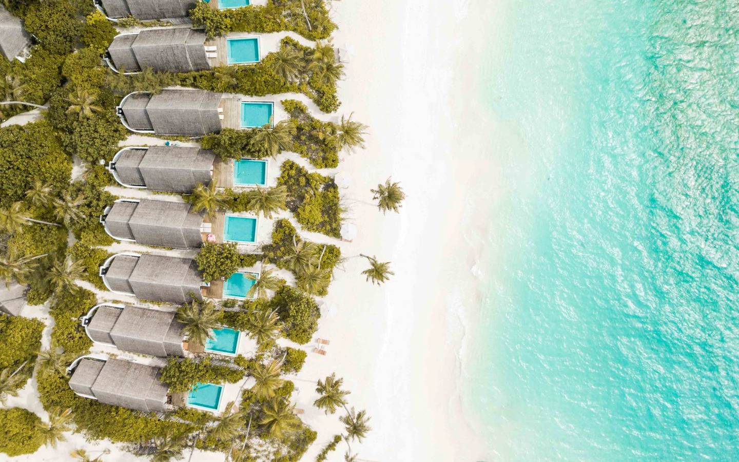 Fushifaru Maldives, Pool Beach Villa Sunrise, Luftaufnahme