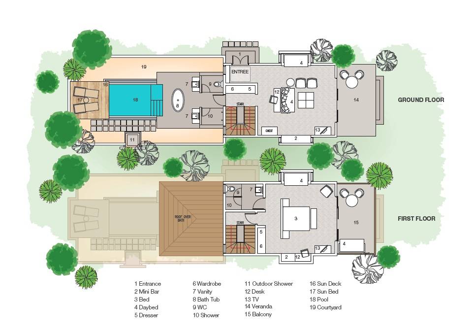 Sun Siyam Iru Veli, Malediven, Grand Beach Suite, Beach Residence with Pool, Grundriss