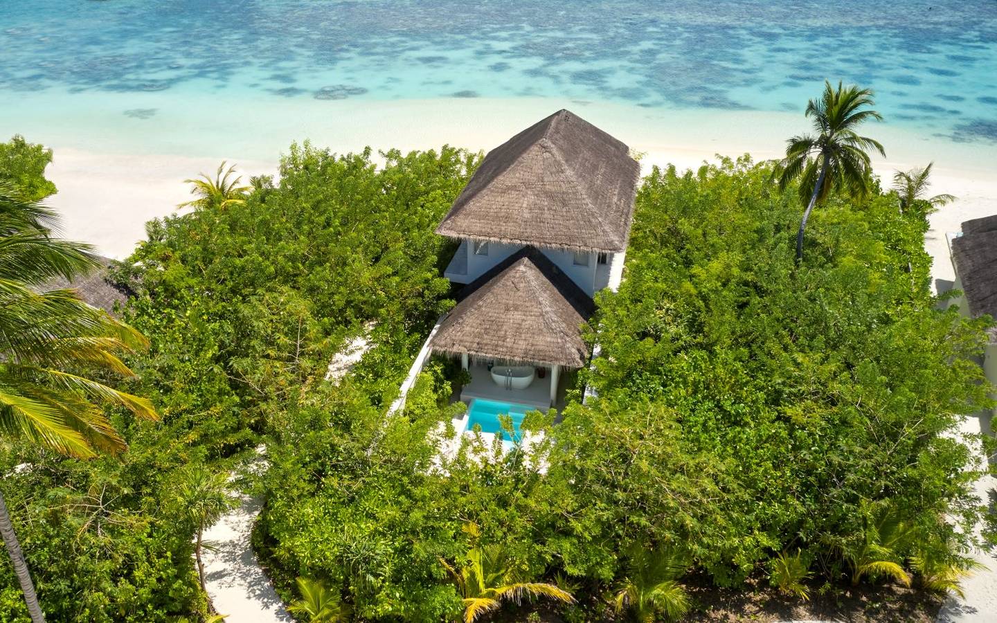 Sun Siyam Iru Veli, Malediven, Grand Beach Suite, Beach Residence with Pool, Sicht von oben