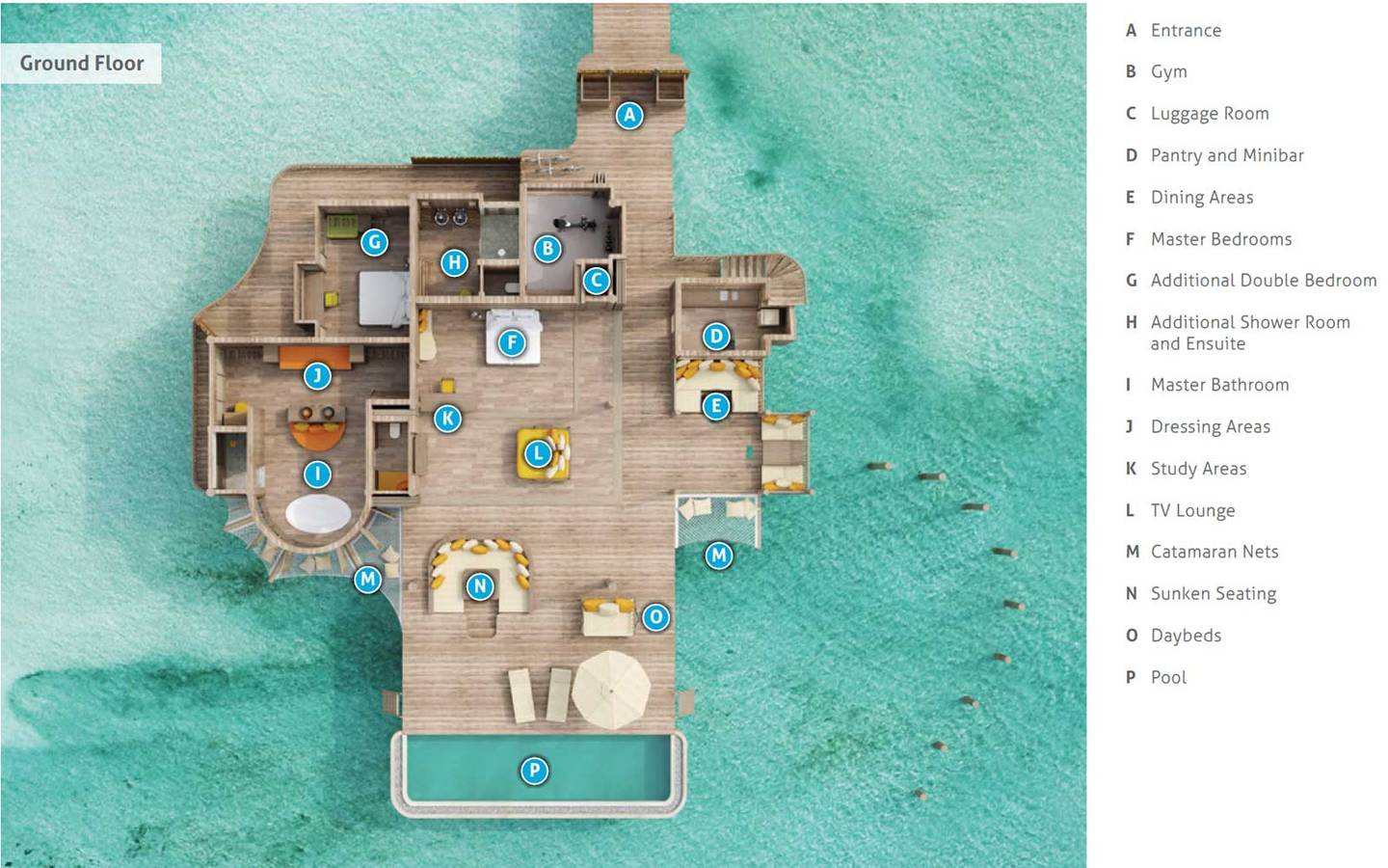 Erdgeschoss Grundriss, Overwater Hideaway, Soneva Secret