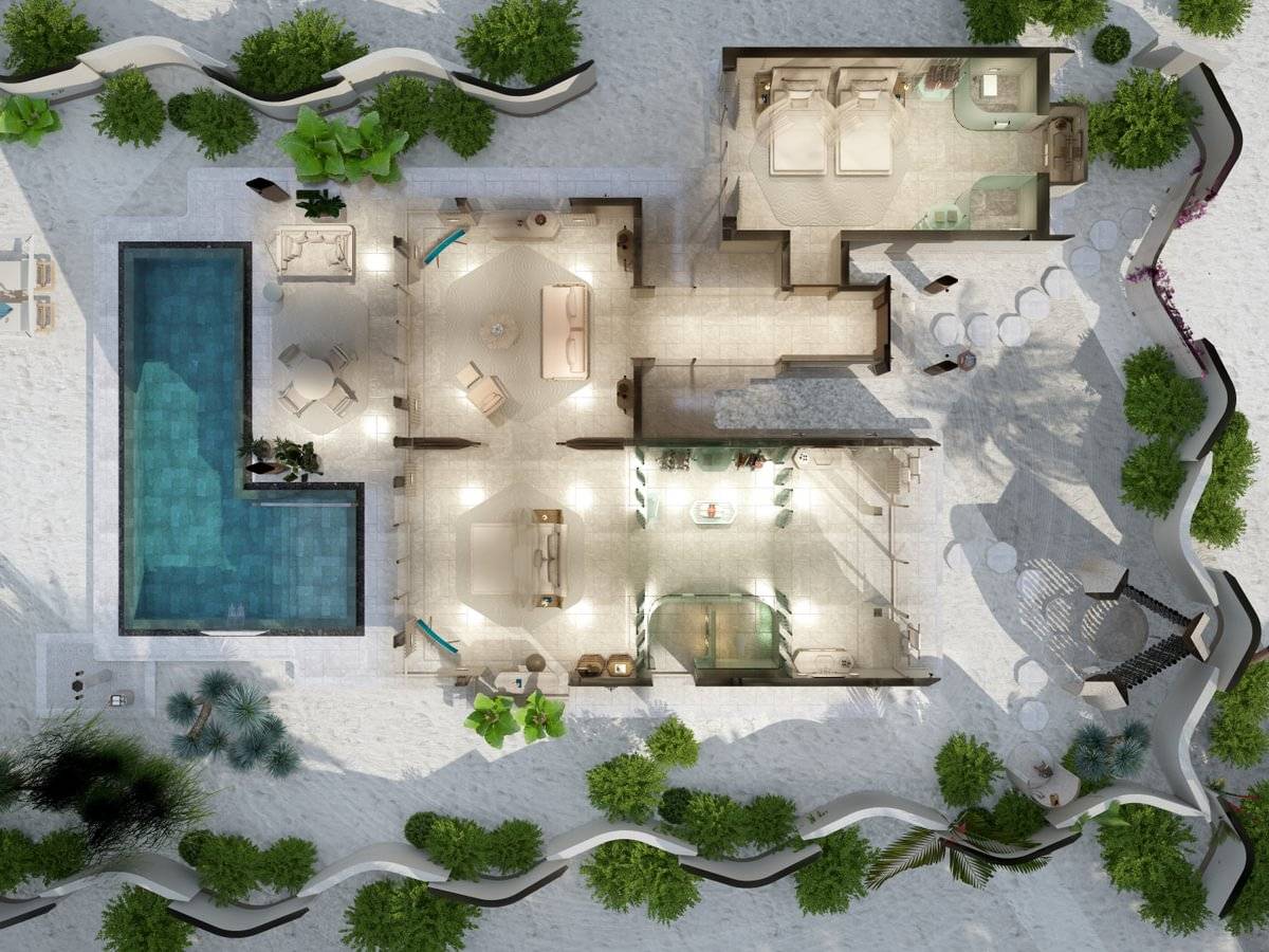 JOALI BEING | Two Bedroom Beach Pool Villa | Floorplan