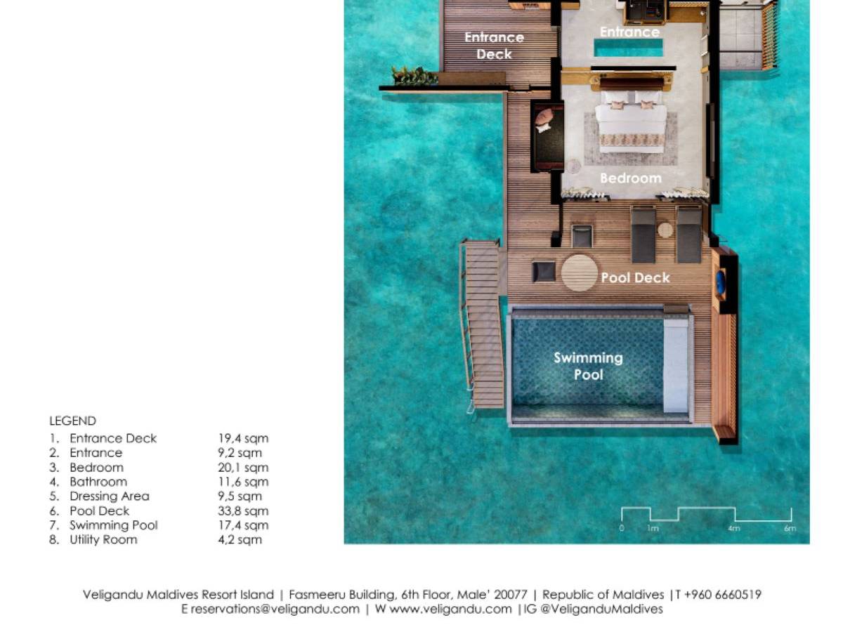 Veligandu Island Resort, Malediven, Ocean Pool Villa, Grundriss