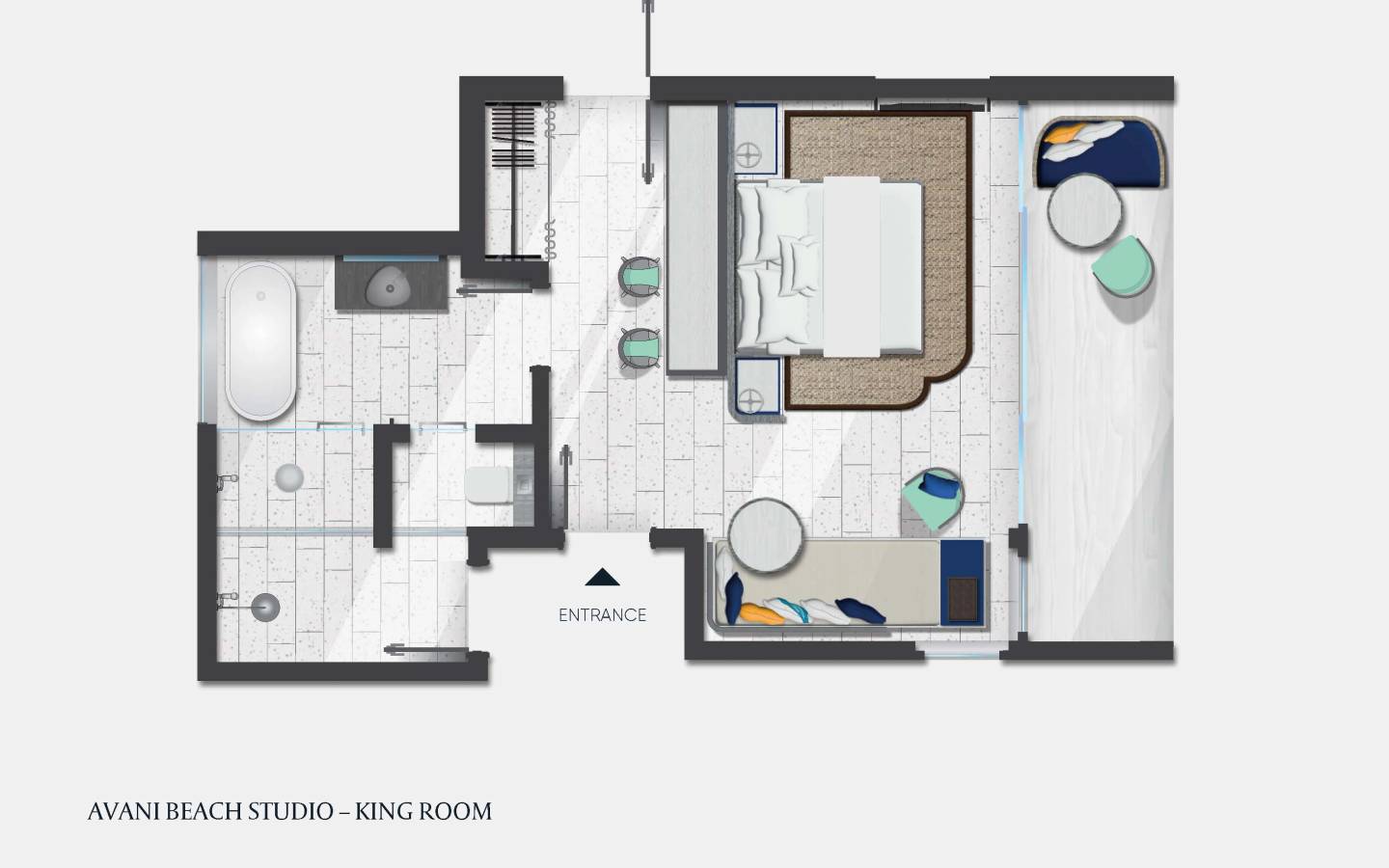 Avani Beach Studio, Grundriss