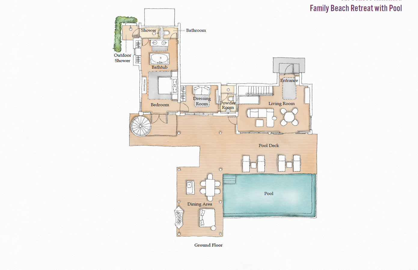 Six Senses Kanuhura, Family Beach Retreat with Pool, Grundriss EG