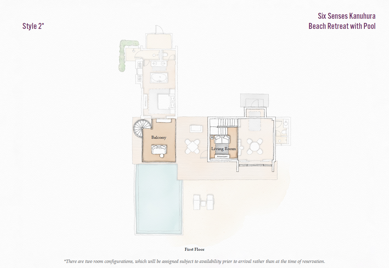 Six Senses Kanuhura, Beach Retreat with Pool, Grundriss OG 2