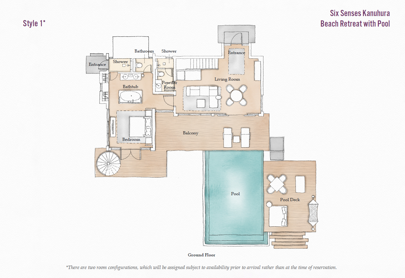 Six Senses Kanuhura, Beach Retreat with Pool, Grundriss EG 1