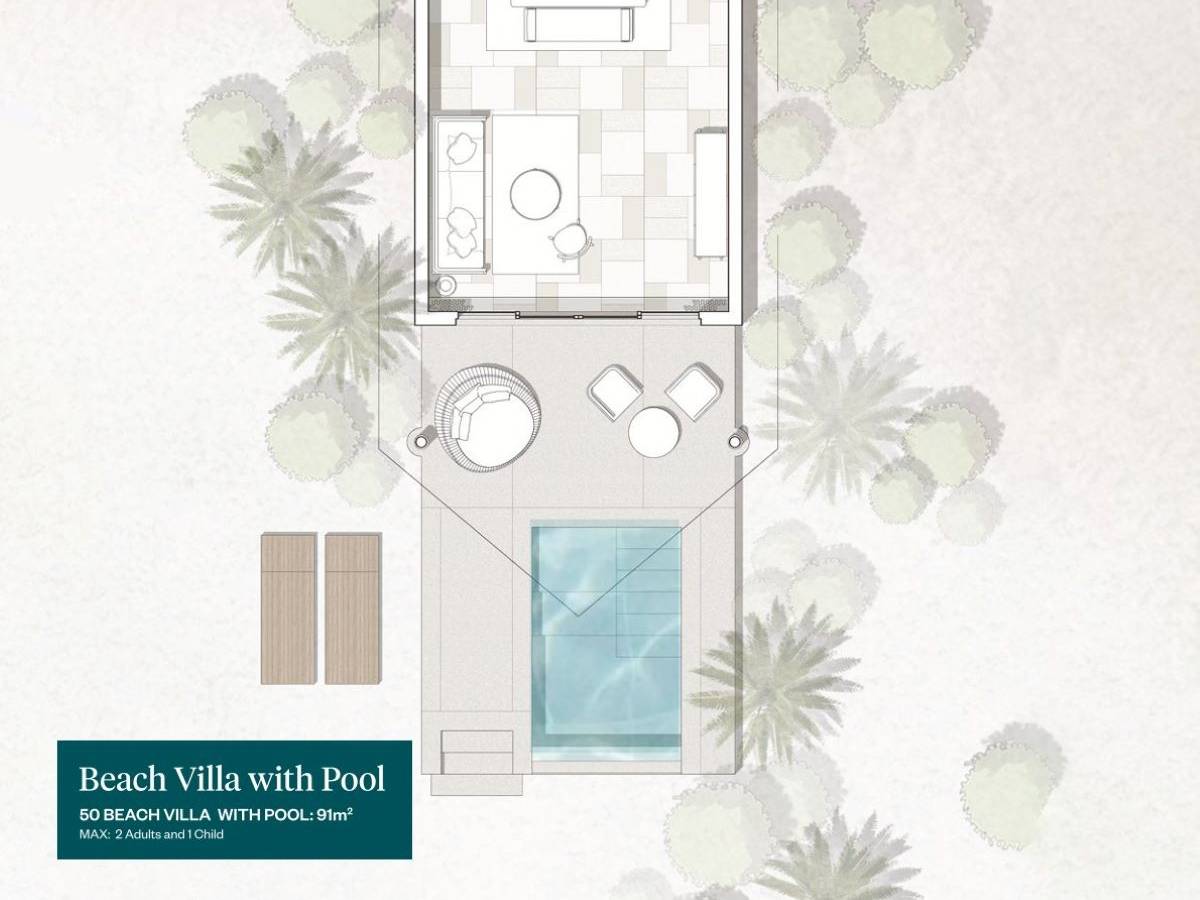 Raaya by Atmosphere, Malediven, Beach Villa with Pool, Grundriss