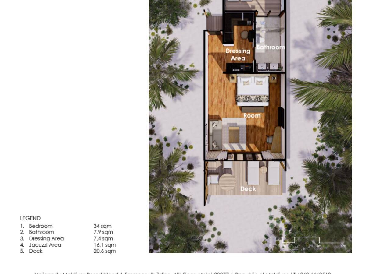 Veligandu Island Resort, Malediven, Sunset Jacuzzi Beach Villa, Grundriss