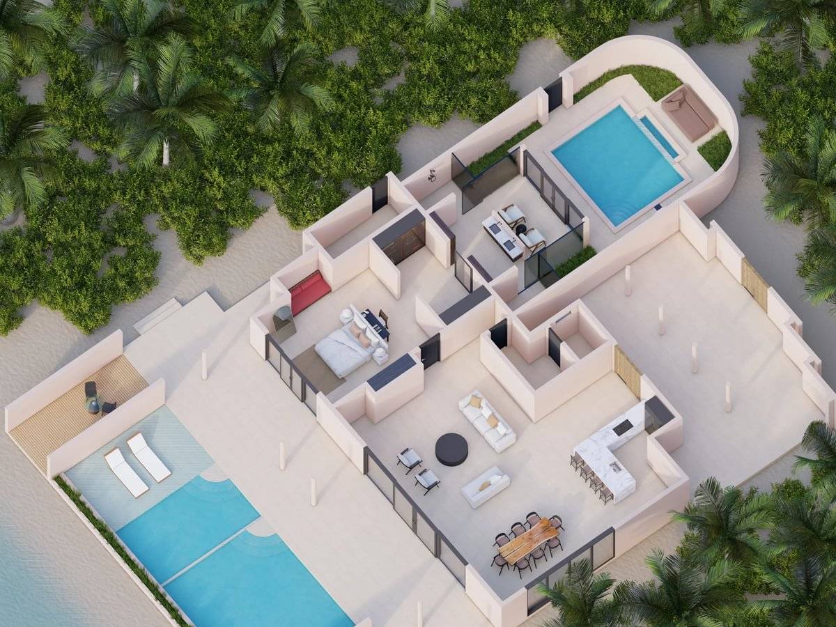 Villa Haven-One Bedroom Residence with Beach Pool and Garden Pool Floor Plan 2