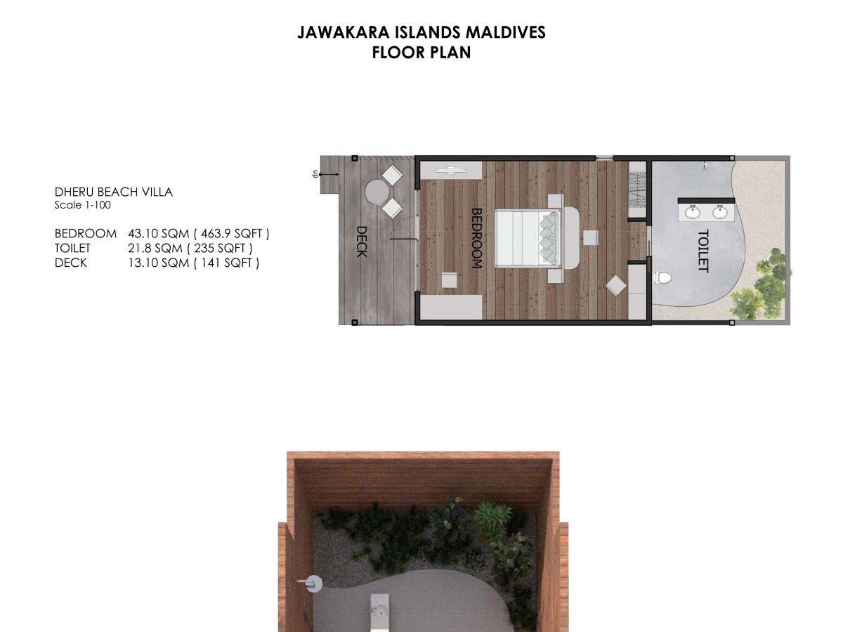 Jawakara Islands Maldives, Malediven, Dheru Beach Villa, Grundriss