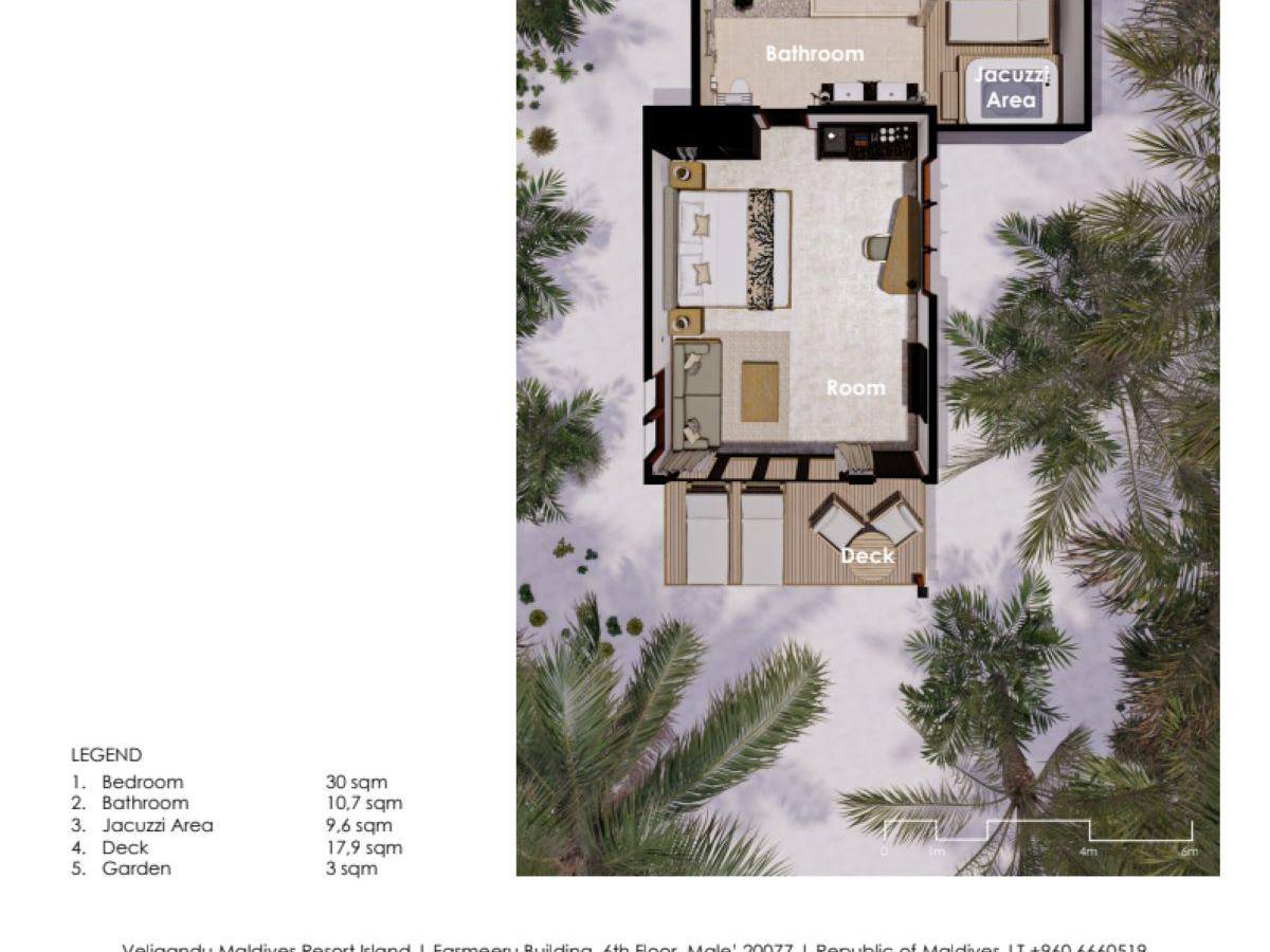 Veligandu Island Resort, Malediven, Beach Villa, Grundriss