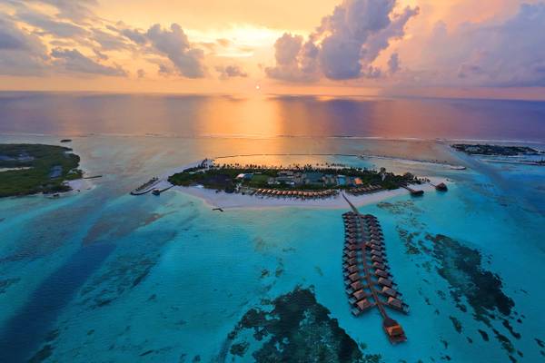 Nala Maldives, Sonnenaufgang, Drohnenfoto von Steffen Abel