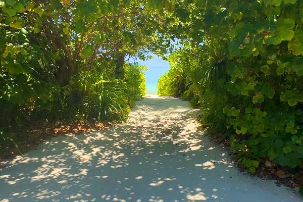 Canareef Resort Zugang von der Beach Villa zum Strand